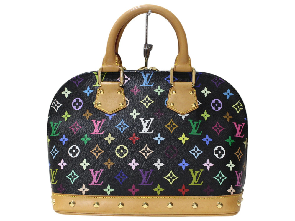 Louis Vuitton Alma Monogram Multicolor Handbag Black Flashy